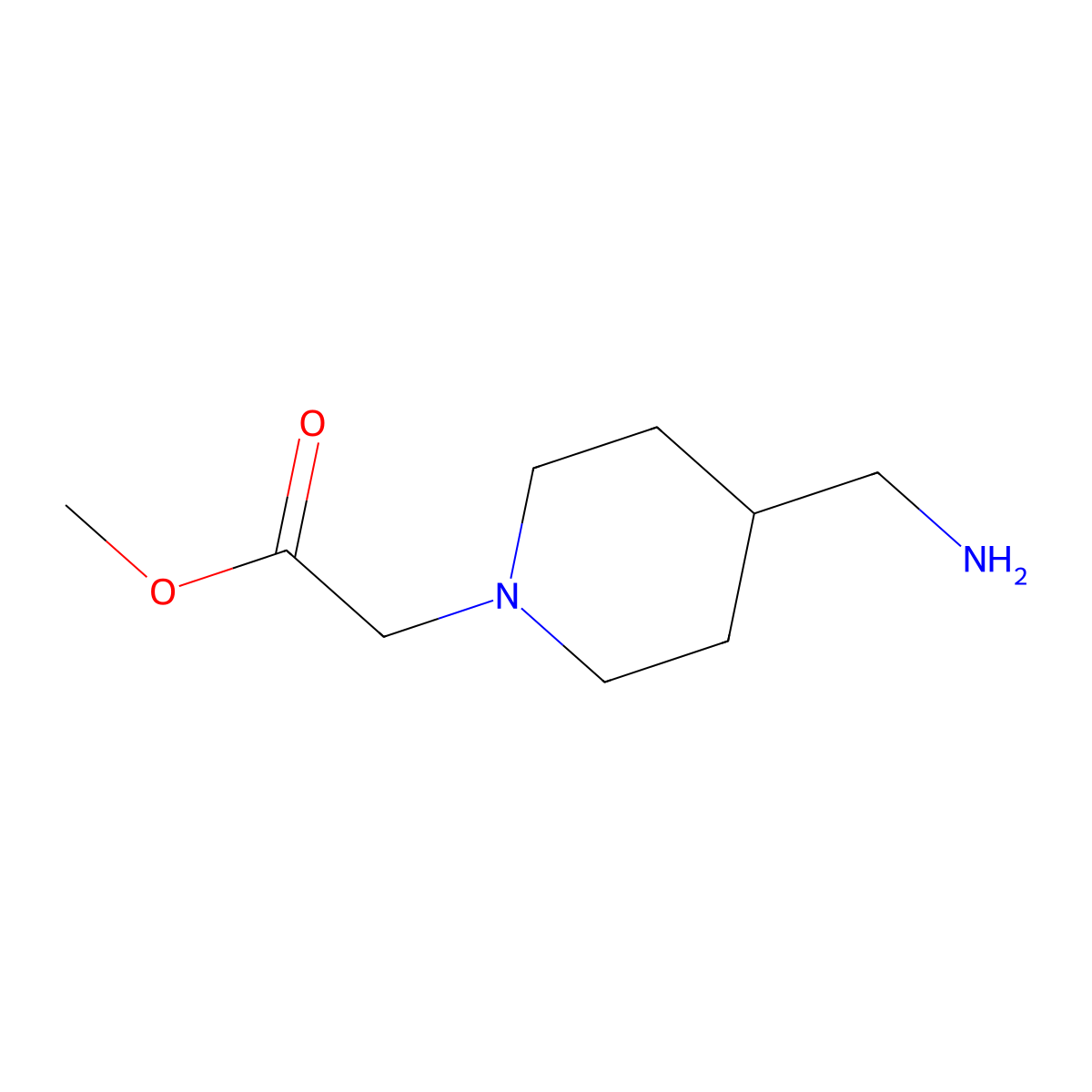 Methyl 2-[4-(aminomethyl)piperidin-1-yl]acetate molecular structure, CAS 1249016-37-2