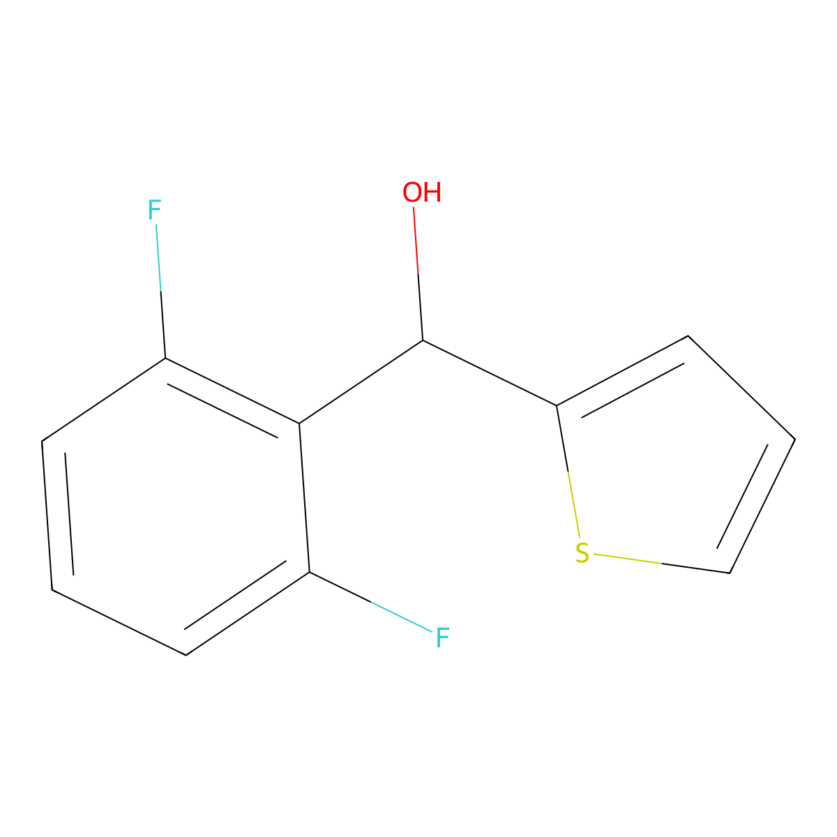 (2,6-Difluorophenyl)(thiophen-2-yl)methanol molecular structure, CAS 1249018-33-4