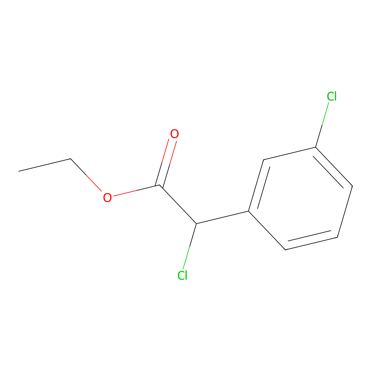 Ethyl 2-chloro-2-(3-chlorophenyl)acetate molecular structure, CAS 1249018-90-3