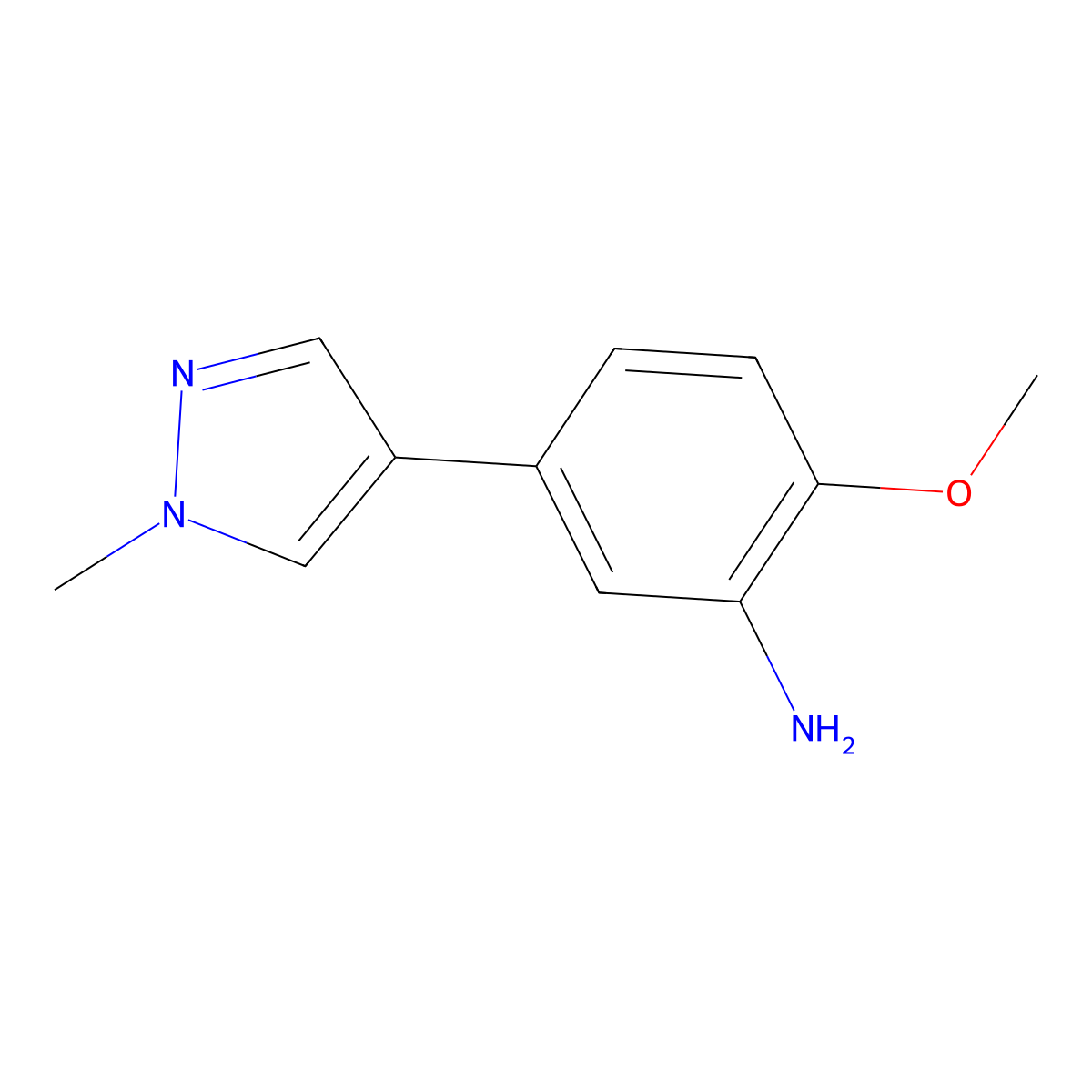 2-methoxy-5-(1-methyl-1H-pyrazol-4-yl)aniline molecular structure, CAS 1249021-34-8