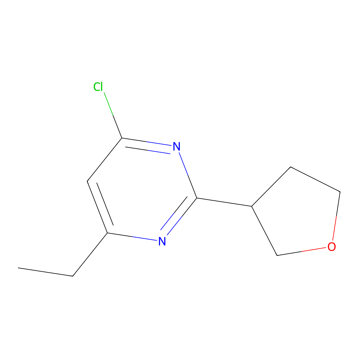 4-Chloro-6-ethyl-2-(oxolan-3-yl)pyrimidine molecular structure, CAS 1249021-41-7