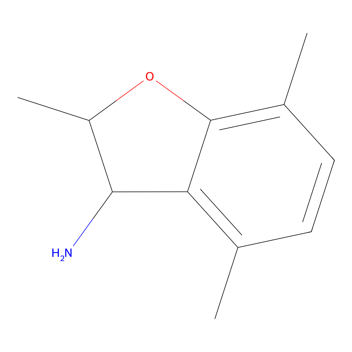 2,4,7-Trimethyl-2,3-dihydro-1-benzofuran-3-amine molecular structure, CAS 1249022-11-4