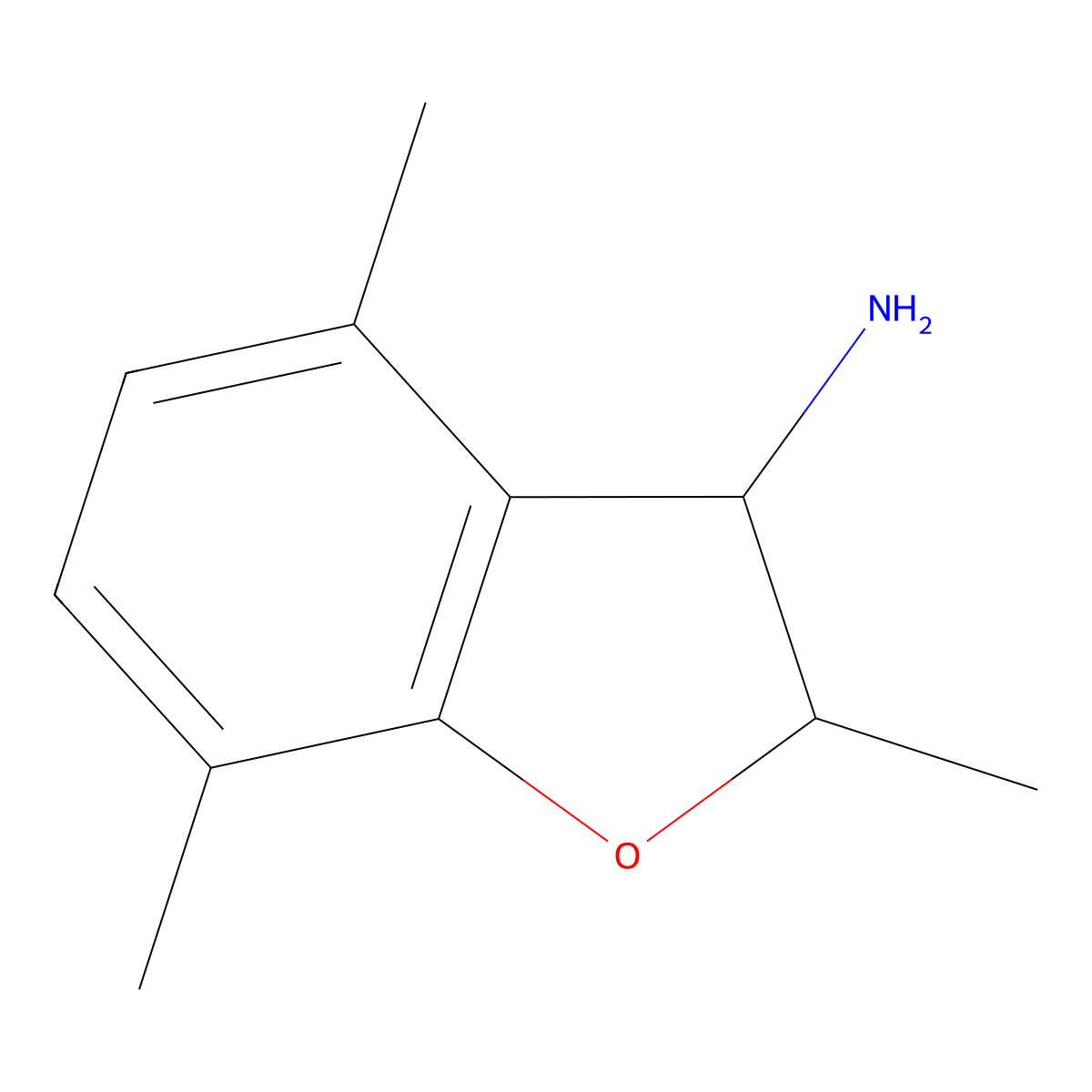2,4,7-Trimethyl-2,3-dihydro-1-benzofuran-3-amine molecular structure, CAS 1249022-11-4