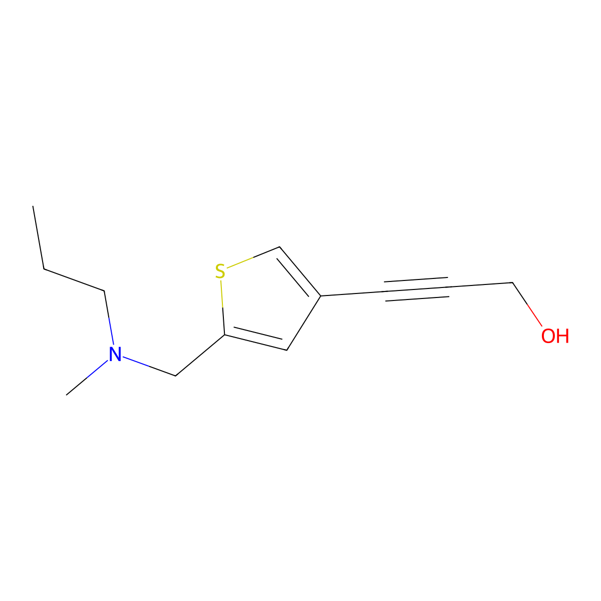 3-(5-((Methyl(propyl)amino)methyl)thiophen-3-yl)prop-2-yn-1-ol molecular structure, CAS 1249022-75-0