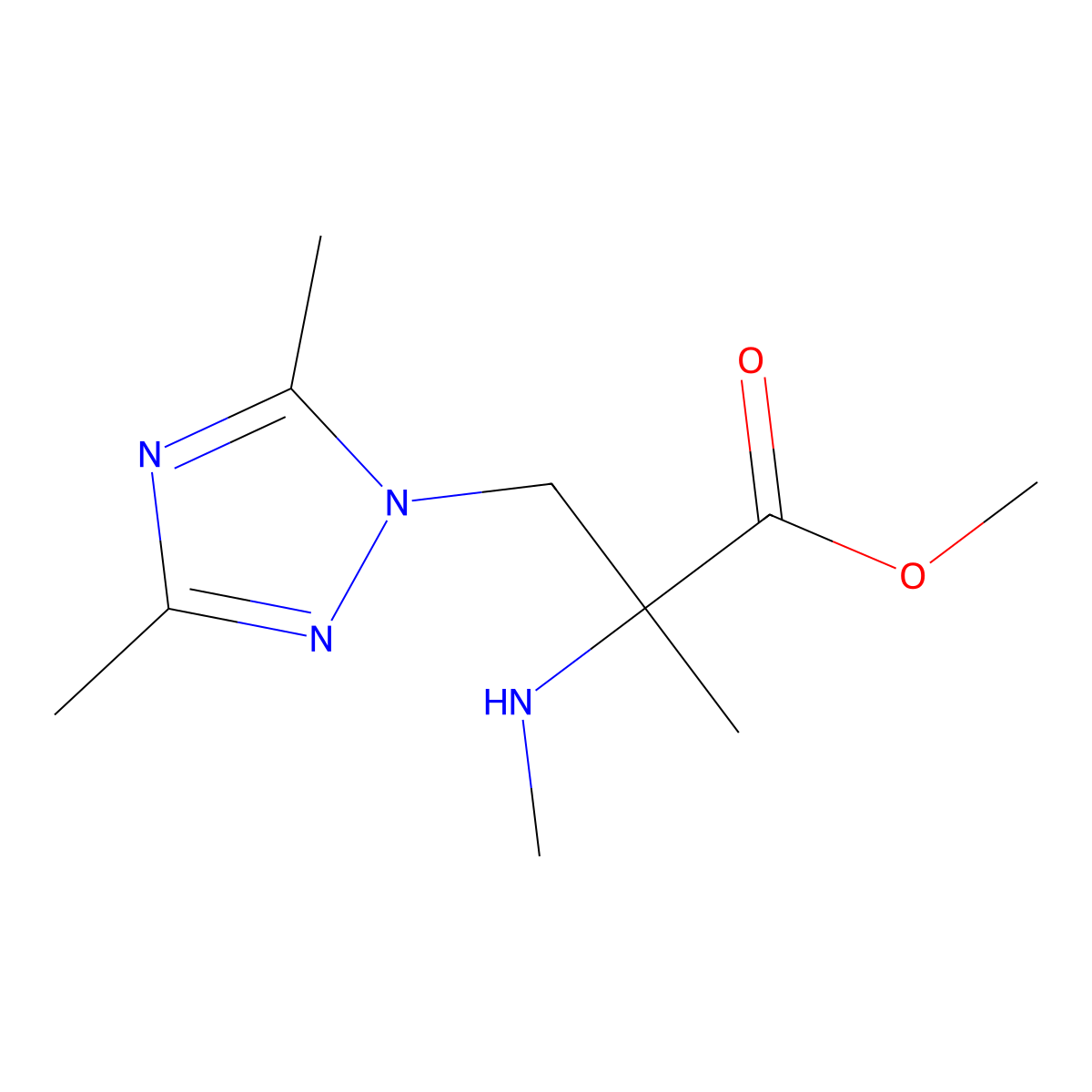 Methyl 3-(3,5-dimethyl-1h-1,2,4-triazol-1-yl)-2-methyl-2-(methylamino)propanoate molecular structure, CAS 1249023-35-5