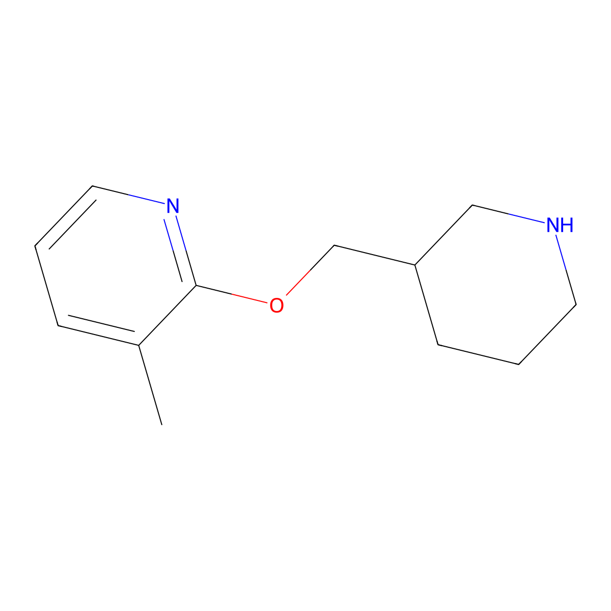 3-Methyl-2-[(piperidin-3-yl)methoxy]pyridine molecular structure, CAS 1249023-83-3
