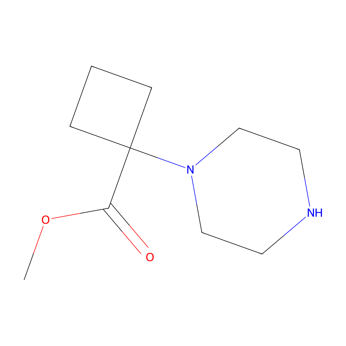 Methyl 1-(piperazin-1-yl)cyclobutane-1-carboxylate molecular structure, CAS 1249026-99-0