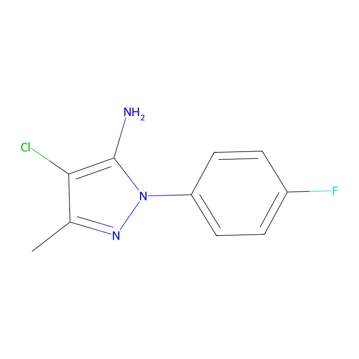 4-Chloro-1-(4-fluorophenyl)-3-methyl-1H-pyrazol-5-amine molecular structure, CAS 1249029-93-3