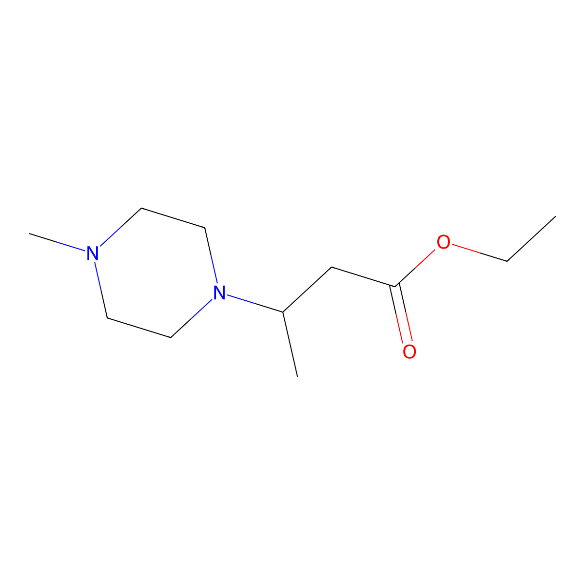 Ethyl 3-(4-methylpiperazin-1-yl)butanoate molecular structure, CAS 1249034-82-9