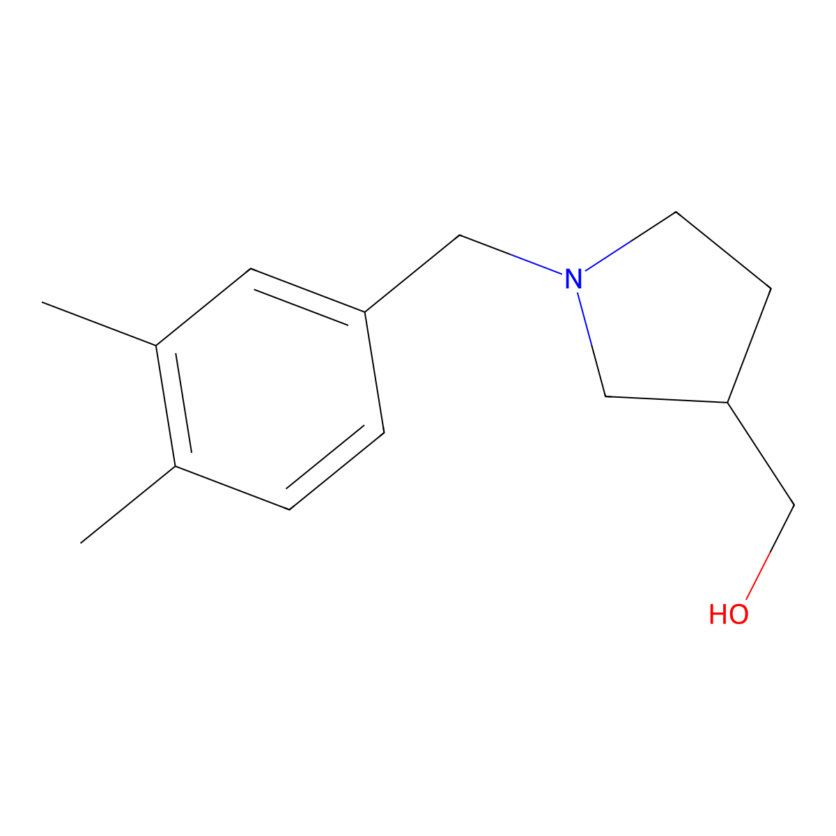 {1-[(3,4-Dimethylphenyl)methyl]pyrrolidin-3-yl}methanol molecular structure, CAS 1249037-17-9