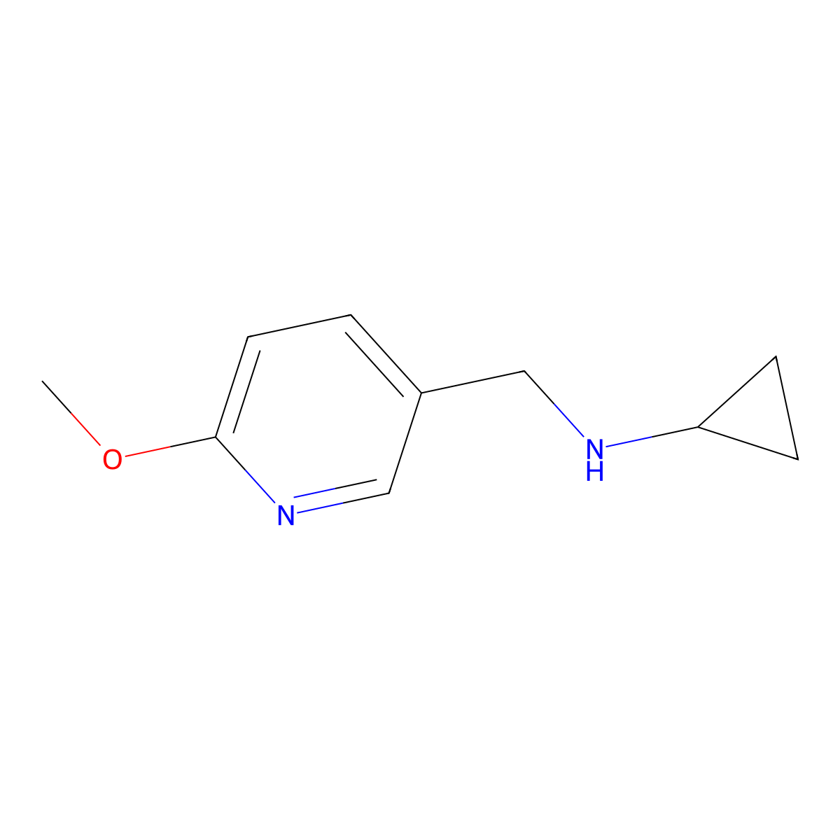 Cyclopropyl-(6-methoxy-pyridin-3-ylmethyl)-amine molecular structure, CAS 1249037-91-9
