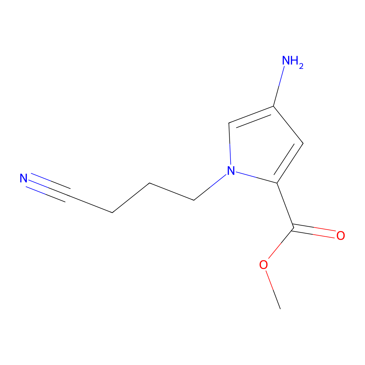 Methyl 4-amino-1-(3-cyanopropyl)-1h-pyrrole-2-carboxylate molecular structure, CAS 1249039-23-3