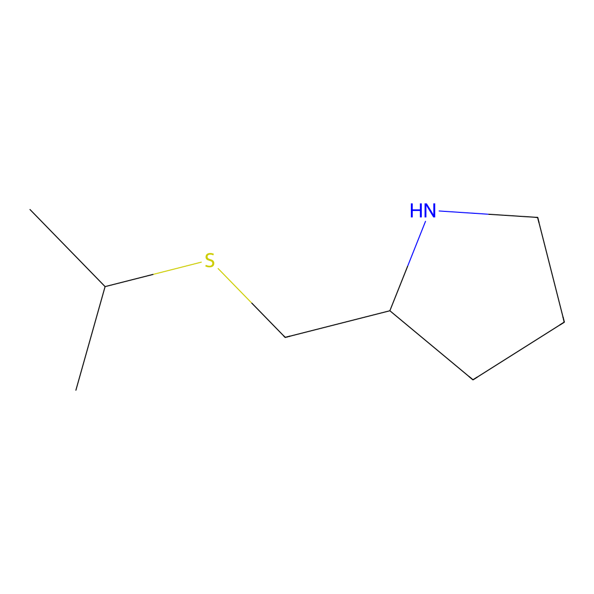 2-[(Propan-2-ylsulfanyl)methyl]pyrrolidine molecular structure, CAS 1249040-48-9