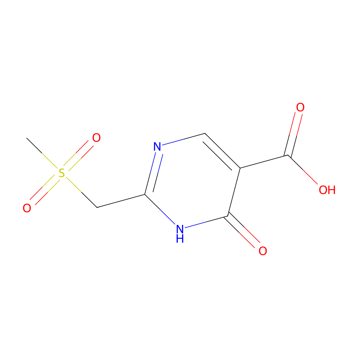 2-(Methanesulfonylmethyl)-6-oxo-1,6-dihydropyrimidine-5-carboxylic acid molecular structure, CAS 1249042-78-1
