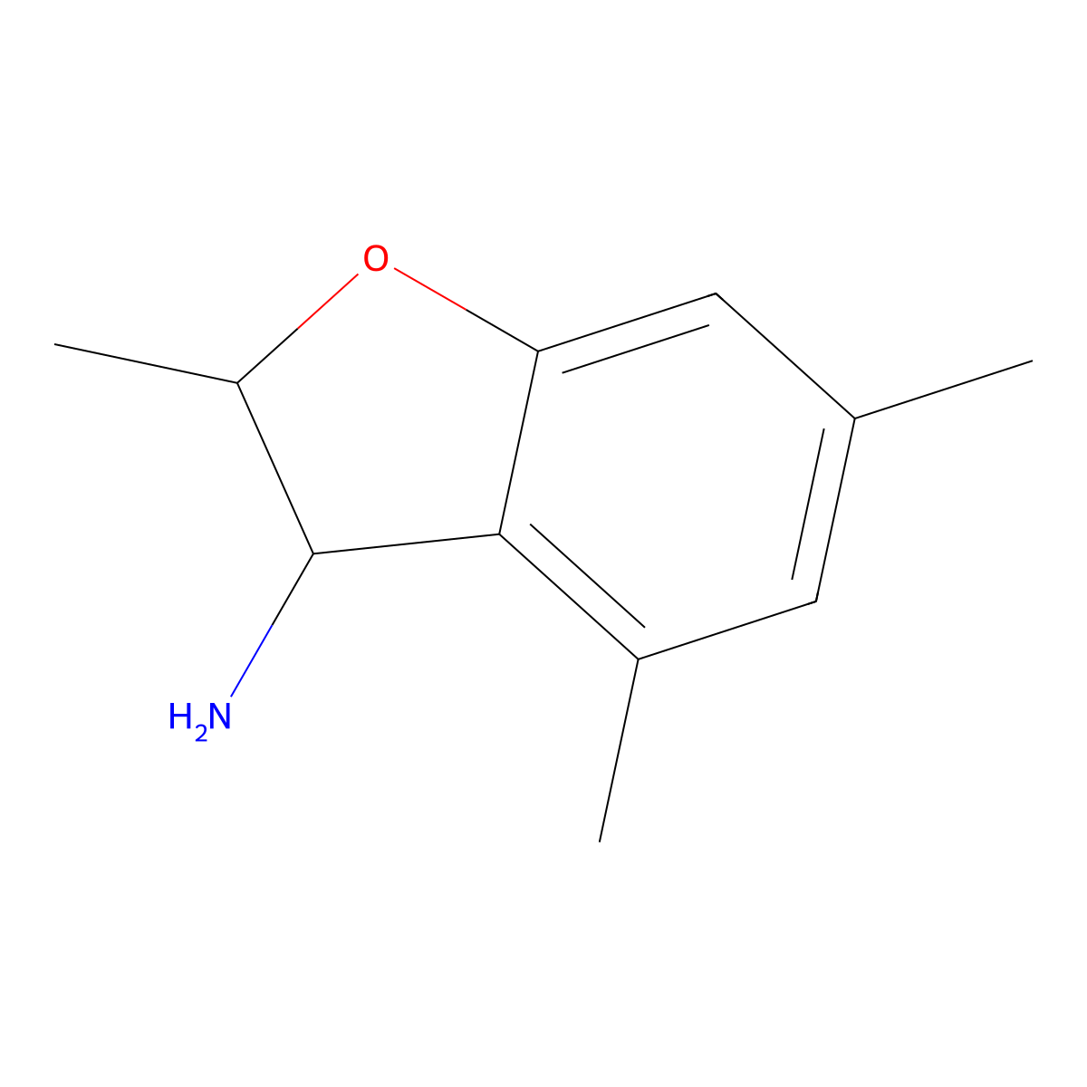 2,4,6-Trimethyl-2,3-dihydro-1-benzofuran-3-amine molecular structure, CAS 1249045-00-8