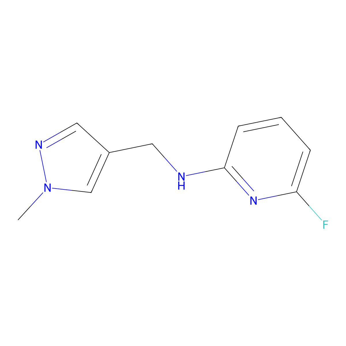 6-fluoro-N-[(1-methyl-1H-pyrazol-4-yl)methyl]pyridin-2-amine molecular structure, CAS 1249046-78-3