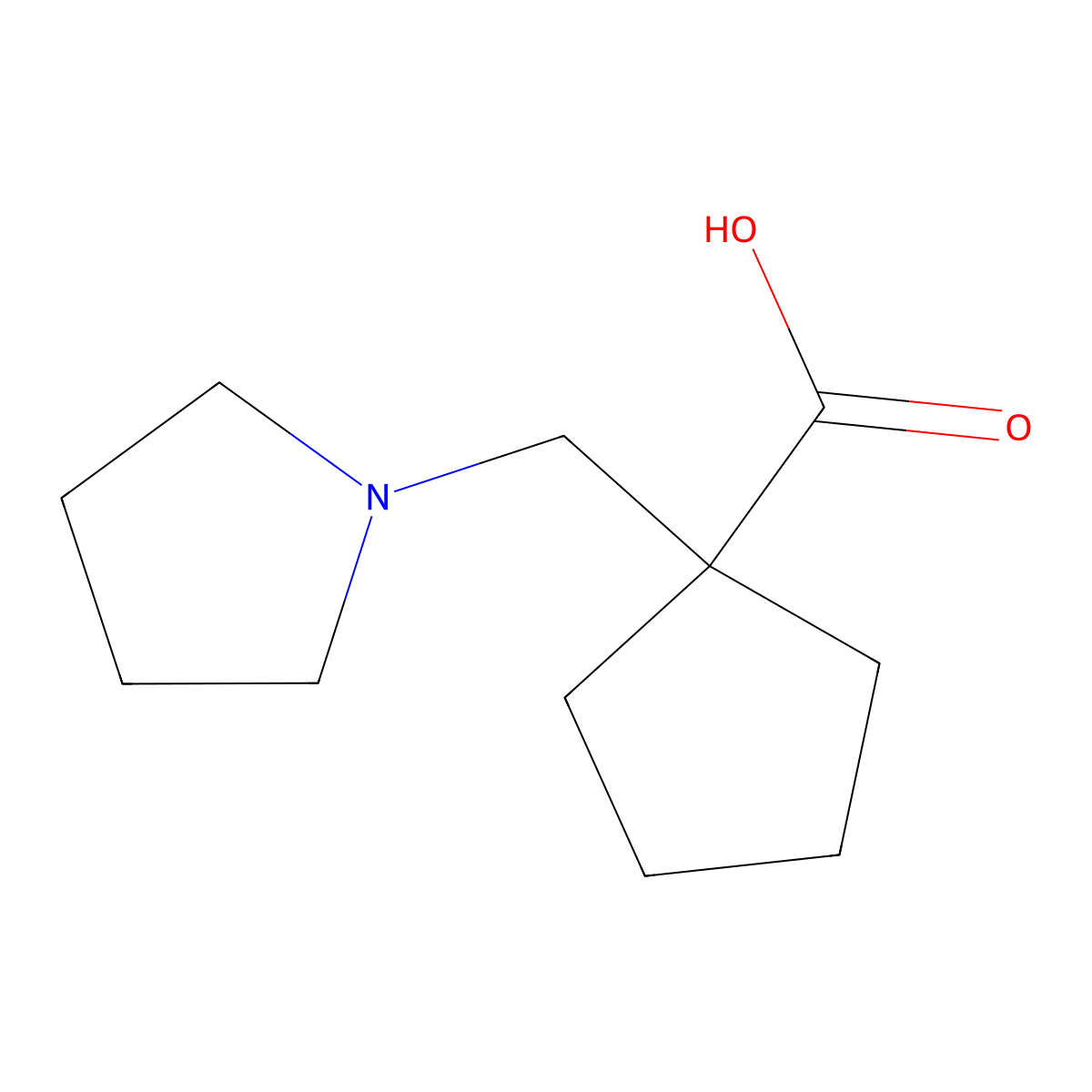 1-(Pyrrolidin-1-ylmethyl)cyclopentane-1-carboxylic acid molecular structure, CAS 1249050-63-2
