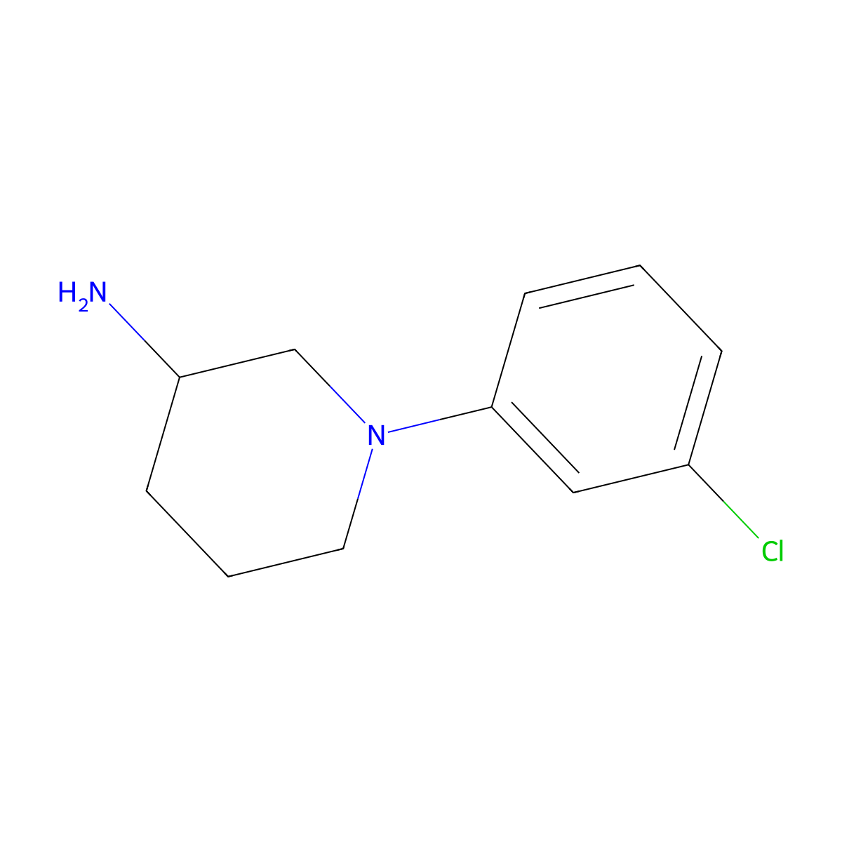 1-(3-Chlorophenyl)piperidin-3-amine molecular structure, CAS 1249059-34-4