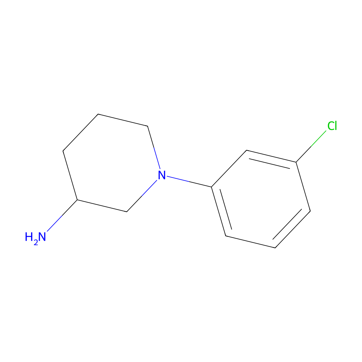 1-(3-Chlorophenyl)piperidin-3-amine molecular structure, CAS 1249059-34-4