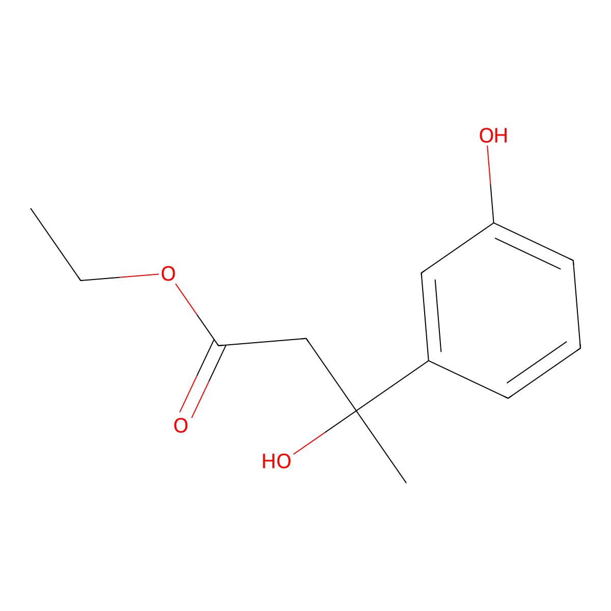 Ethyl 3-hydroxy-3-(3-hydroxyphenyl)butanoate molecular structure, CAS 1249059-47-9