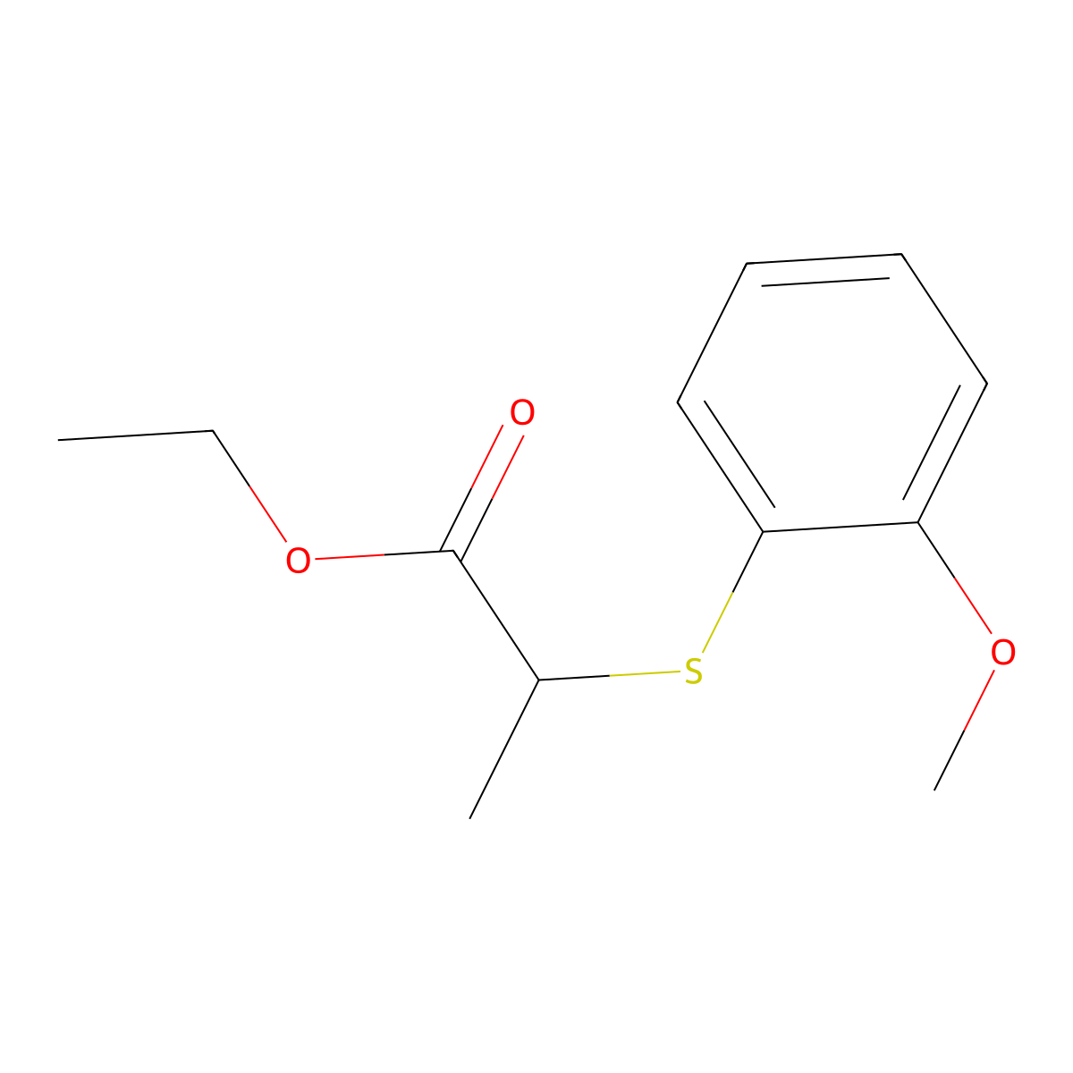 Ethyl 2-(2-methoxyphenyl)sulfanylpropanoate molecular structure, CAS 1249059-94-6