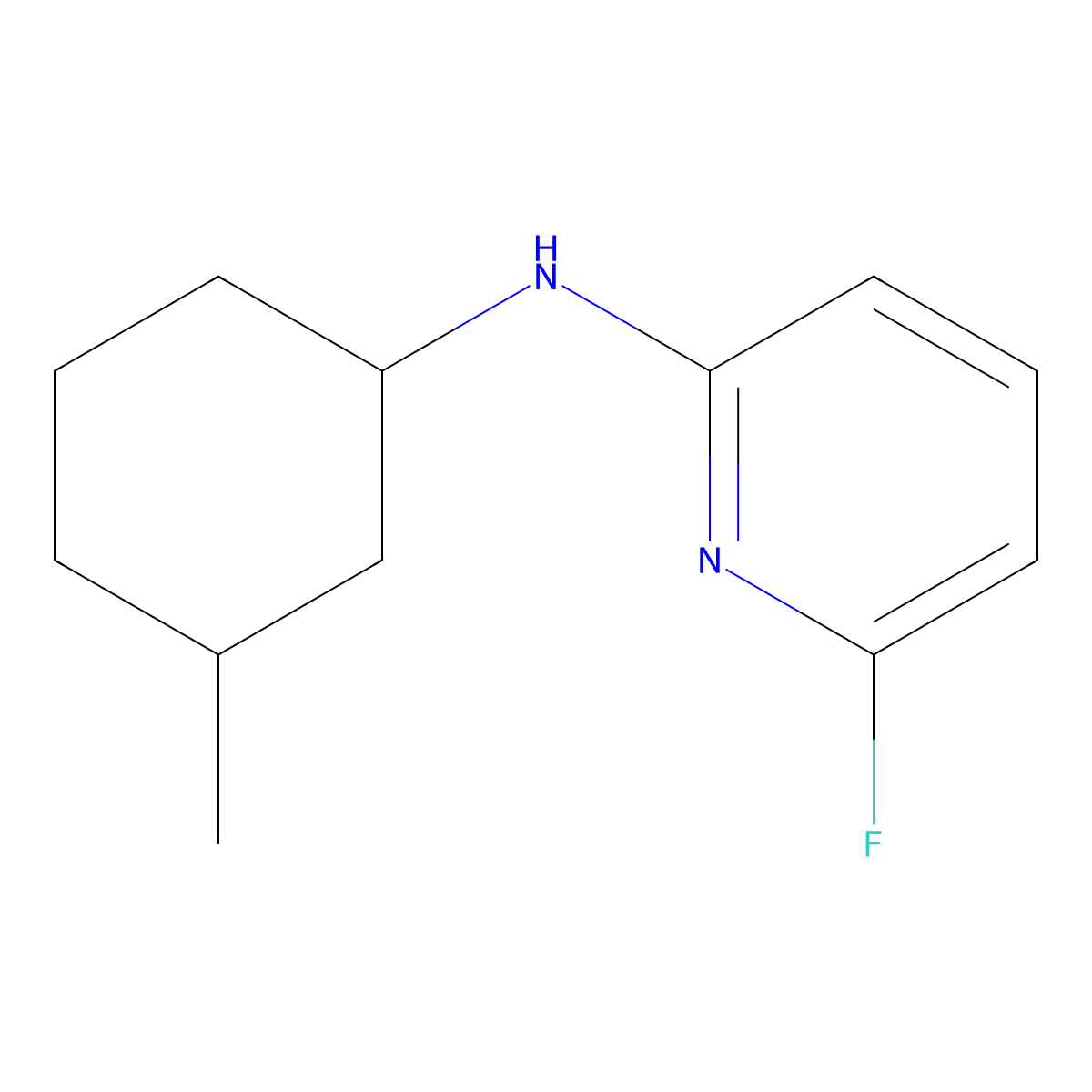 6-fluoro-N-(3-methylcyclohexyl)pyridin-2-amine molecular structure, CAS 1249061-77-5