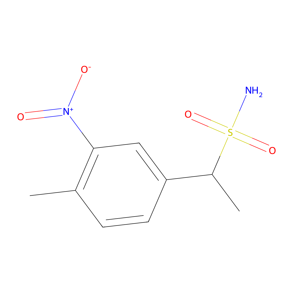 1-(4-Methyl-3-nitrophenyl)ethane-1-sulfonamide molecular structure, CAS 1249061-89-9