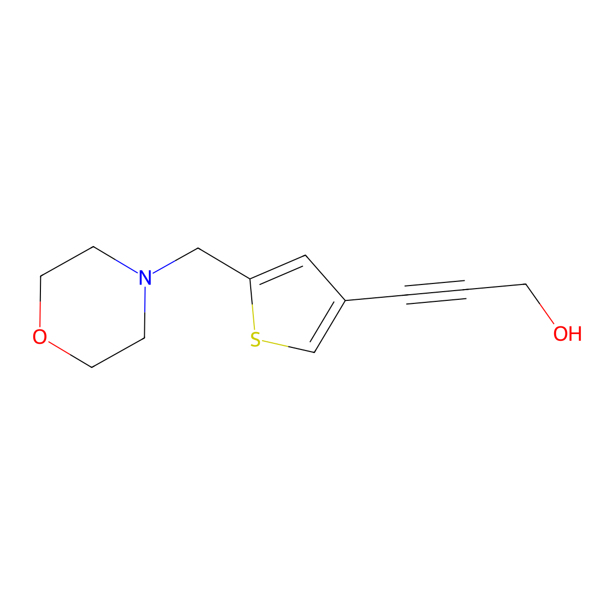 3-{5-[(Morpholin-4-yl)methyl]thiophen-3-yl}prop-2-yn-1-ol molecular structure, CAS 1249063-99-7