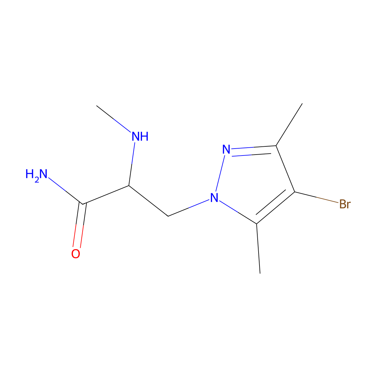 3-(4-Bromo-3,5-dimethyl-1h-pyrazol-1-yl)-2-(methylamino)propanamide molecular structure, CAS 1249065-50-6