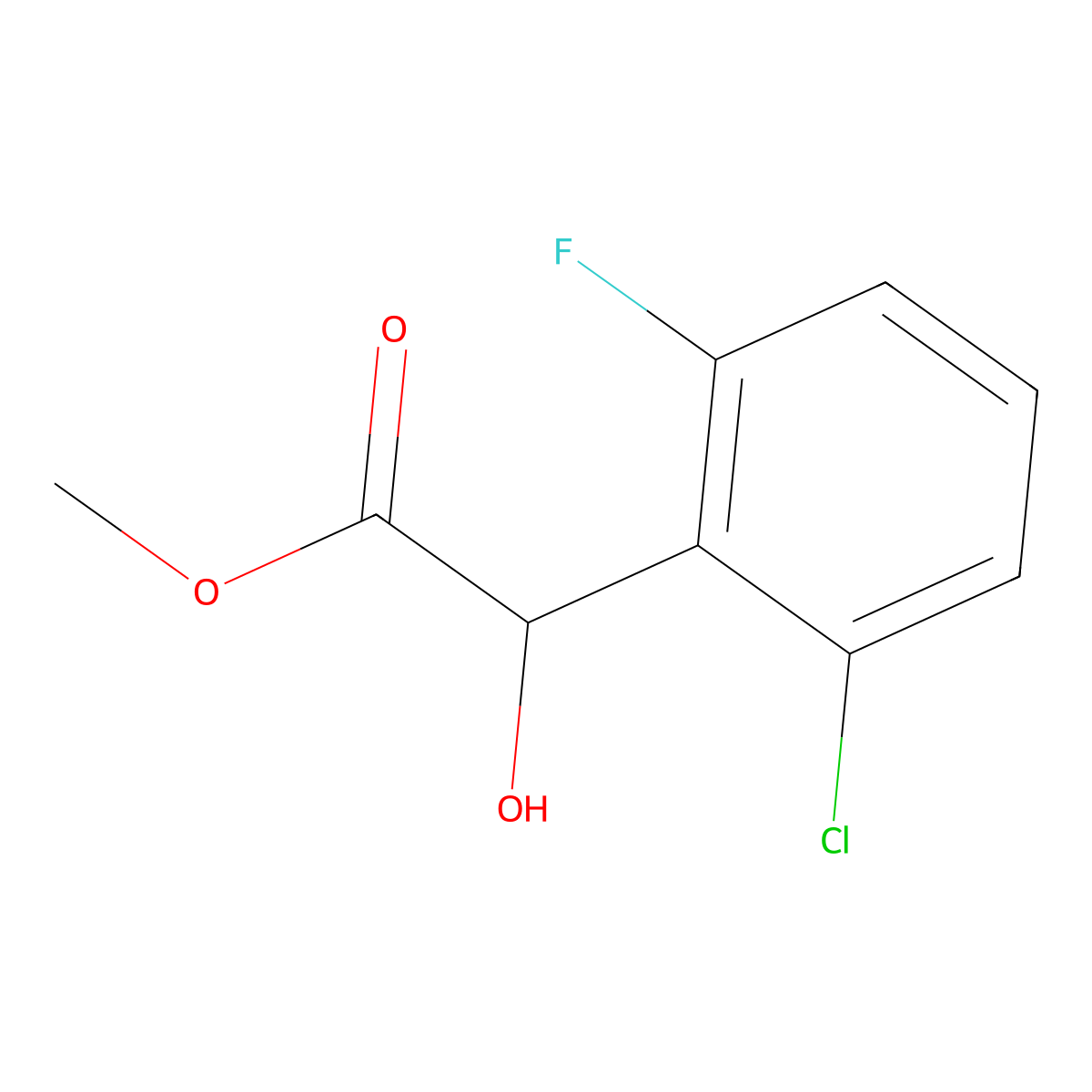 Methyl 2-chloro-6-fluoro-|A-hydroxybenzeneacetate molecular structure, CAS 1249066-16-7