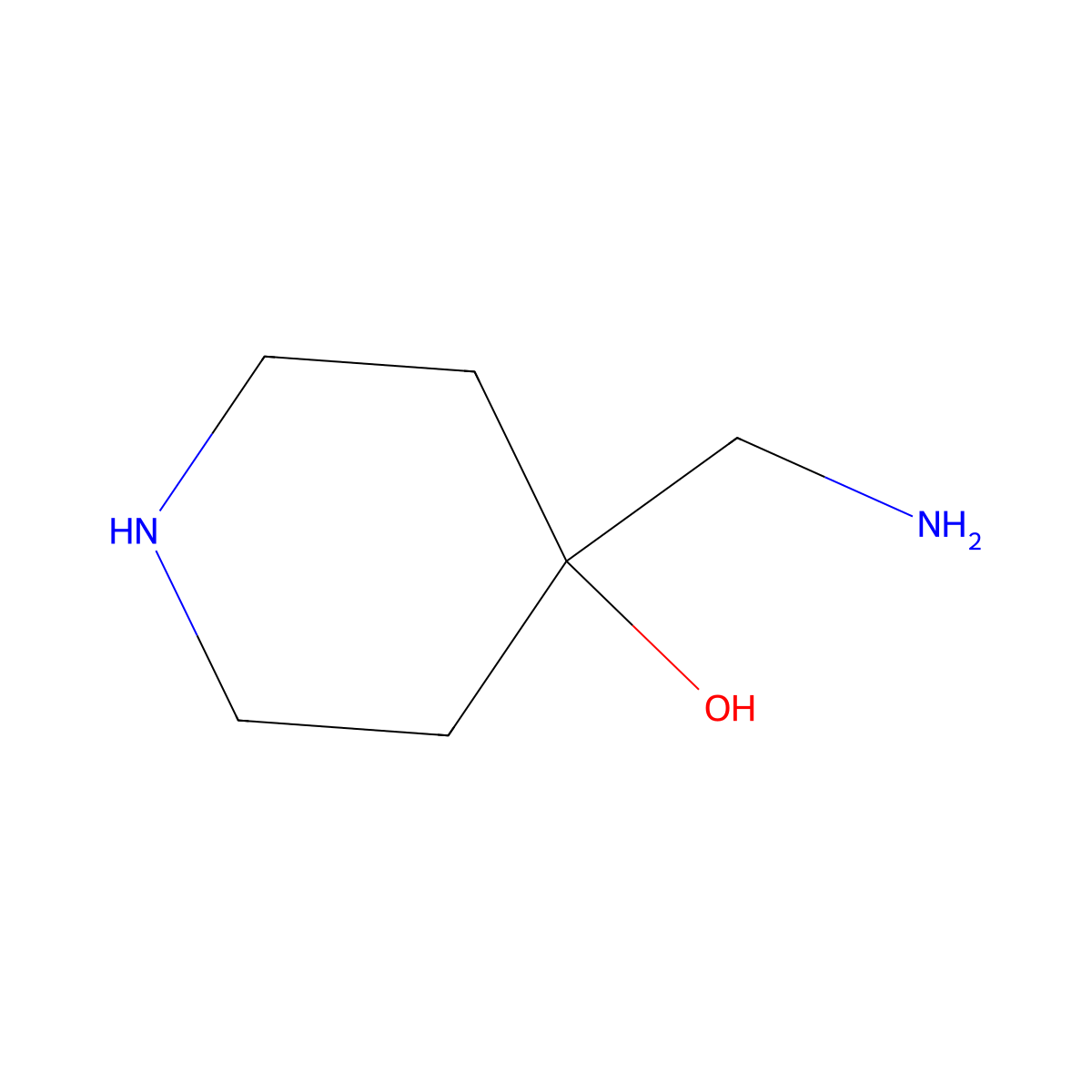 4-(Aminomethyl)piperidin-4-ol molecular structure, CAS 1249066-38-3