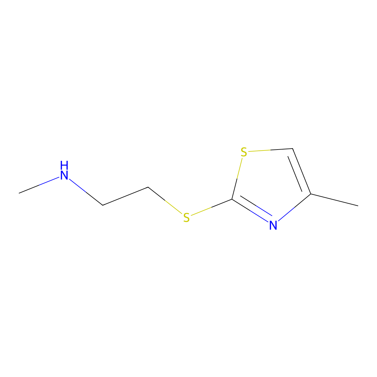 Methyl({2-[(4-methyl-1,3-thiazol-2-yl)sulfanyl]ethyl})amine molecular structure, CAS 1249069-09-7