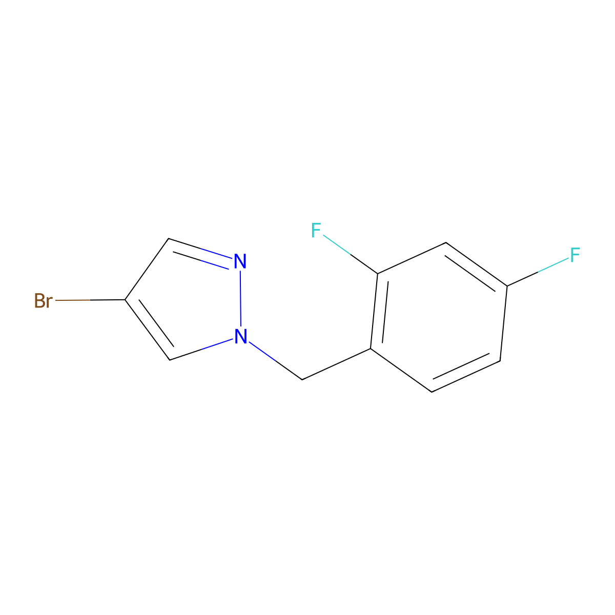 4-Bromo-1-(2,4-difluorobenzyl)-1H-pyrazole molecular structure, CAS 1249070-37-8