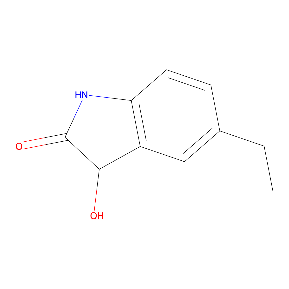 5-Ethyl-3-hydroxy-2,3-dihydro-1H-indol-2-one molecular structure, CAS 1249072-63-6