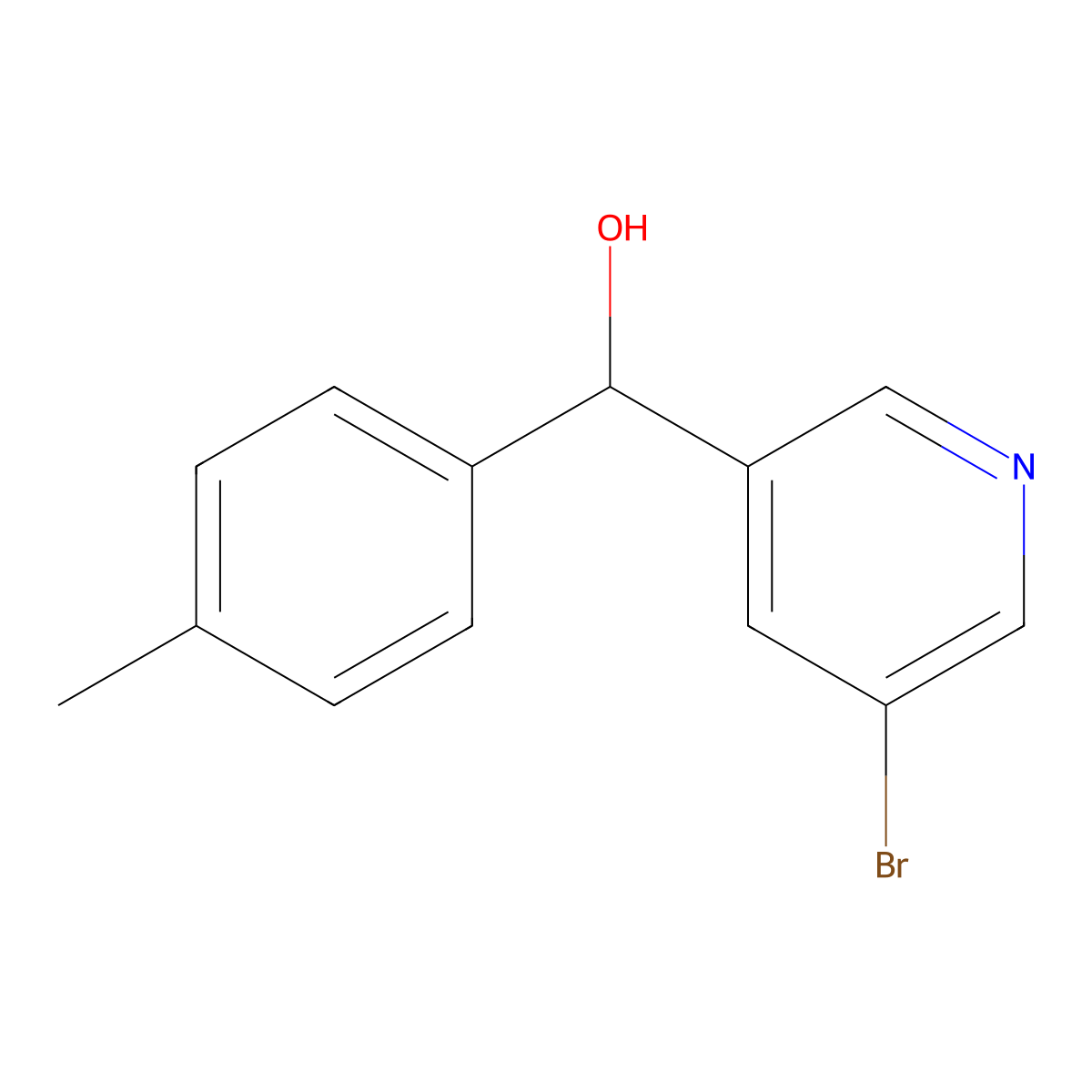 (5-Bromopyridin-3-yl)(4-methylphenyl)methanol molecular structure, CAS 1249074-30-3