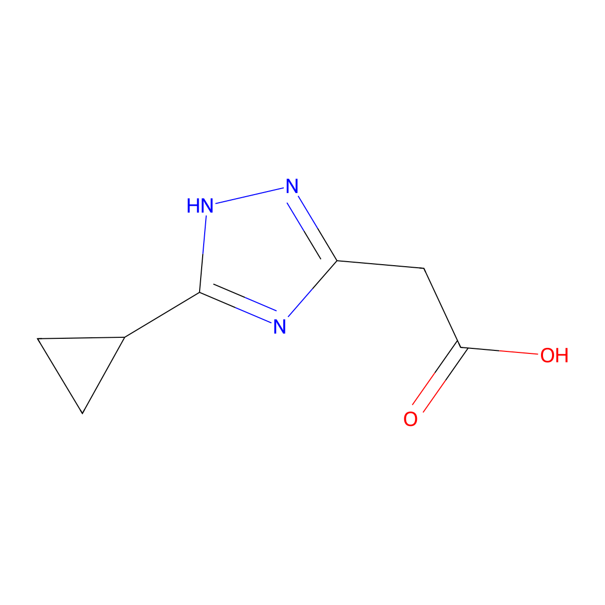 2-(5-cyclopropyl-1H-1,2,4-triazol-3-yl)acetic acid molecular structure, CAS 1249075-68-0