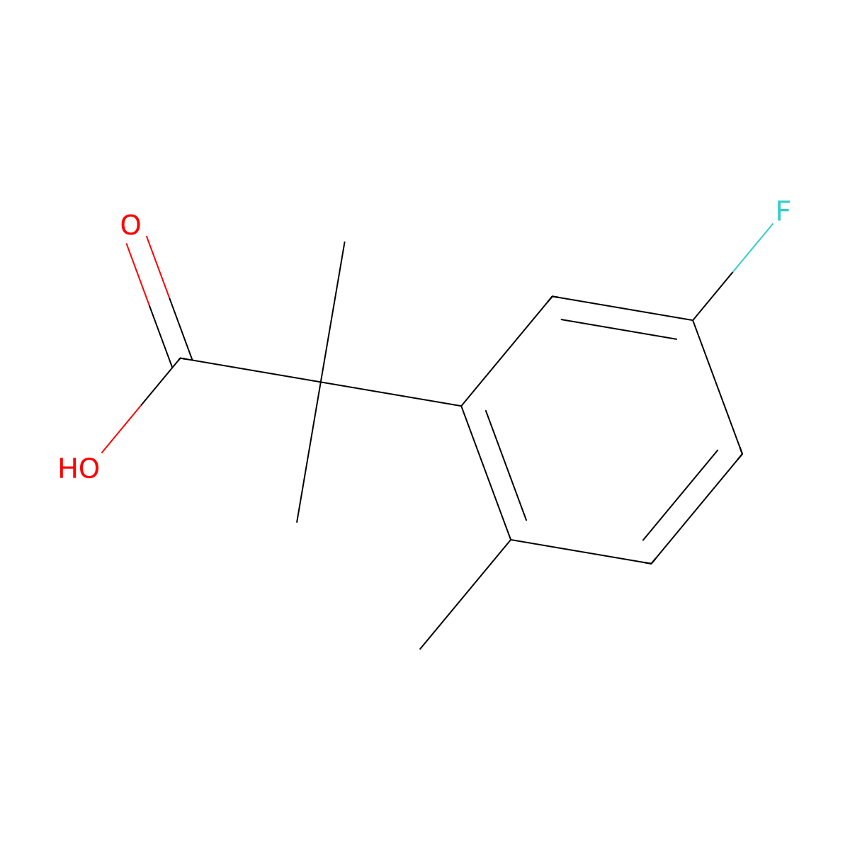 2-(5-Fluoro-2-methylphenyl)-2-methylpropanoic acid molecular structure, CAS 1249075-97-5