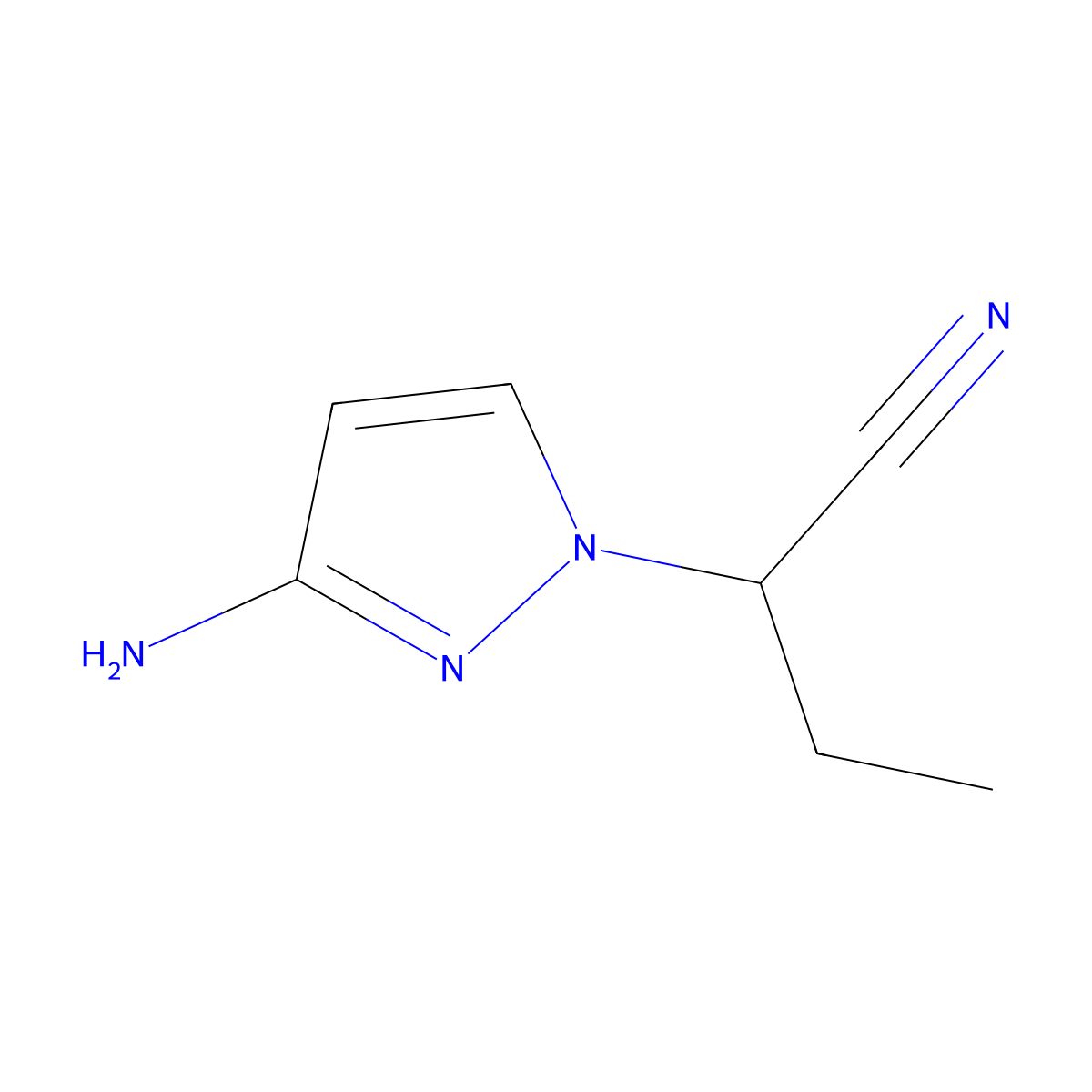 2-(3-Amino-1H-pyrazol-1-YL)butanenitrile molecular structure, CAS 1249077-17-5
