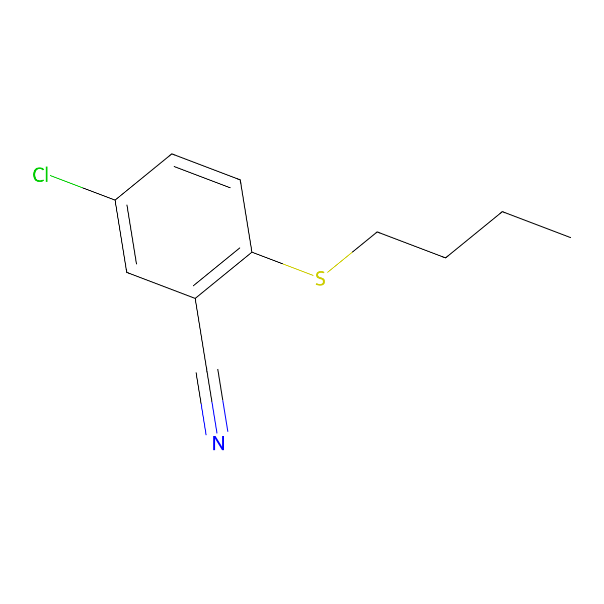 2-(Butylsulfanyl)-5-chlorobenzonitrile molecular structure, CAS 1249077-64-2