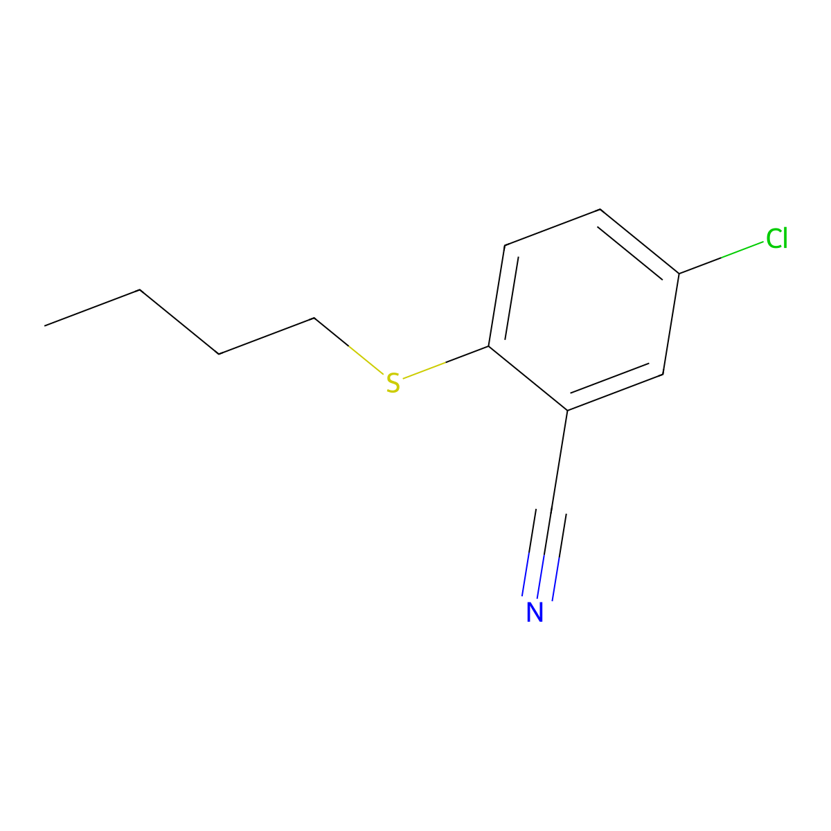 2-(Butylsulfanyl)-5-chlorobenzonitrile molecular structure, CAS 1249077-64-2