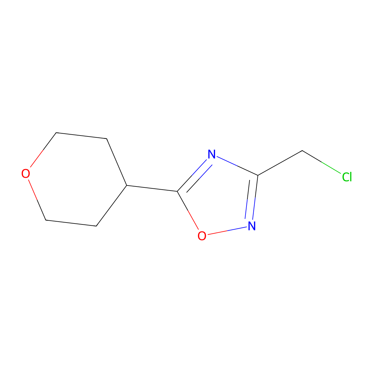 3-(Chloromethyl)-5-(oxan-4-yl)-1,2,4-oxadiazole molecular structure, CAS 1249078-34-9