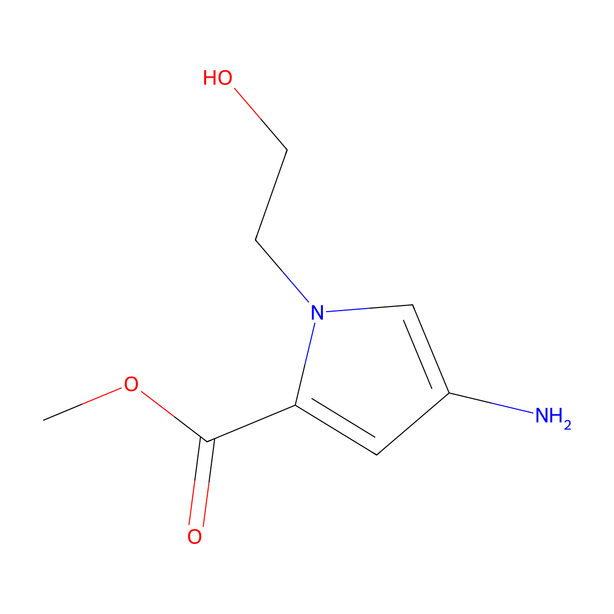 Methyl 4-amino-1-(2-hydroxyethyl)-1h-pyrrole-2-carboxylate molecular structure, CAS 1249078-56-5