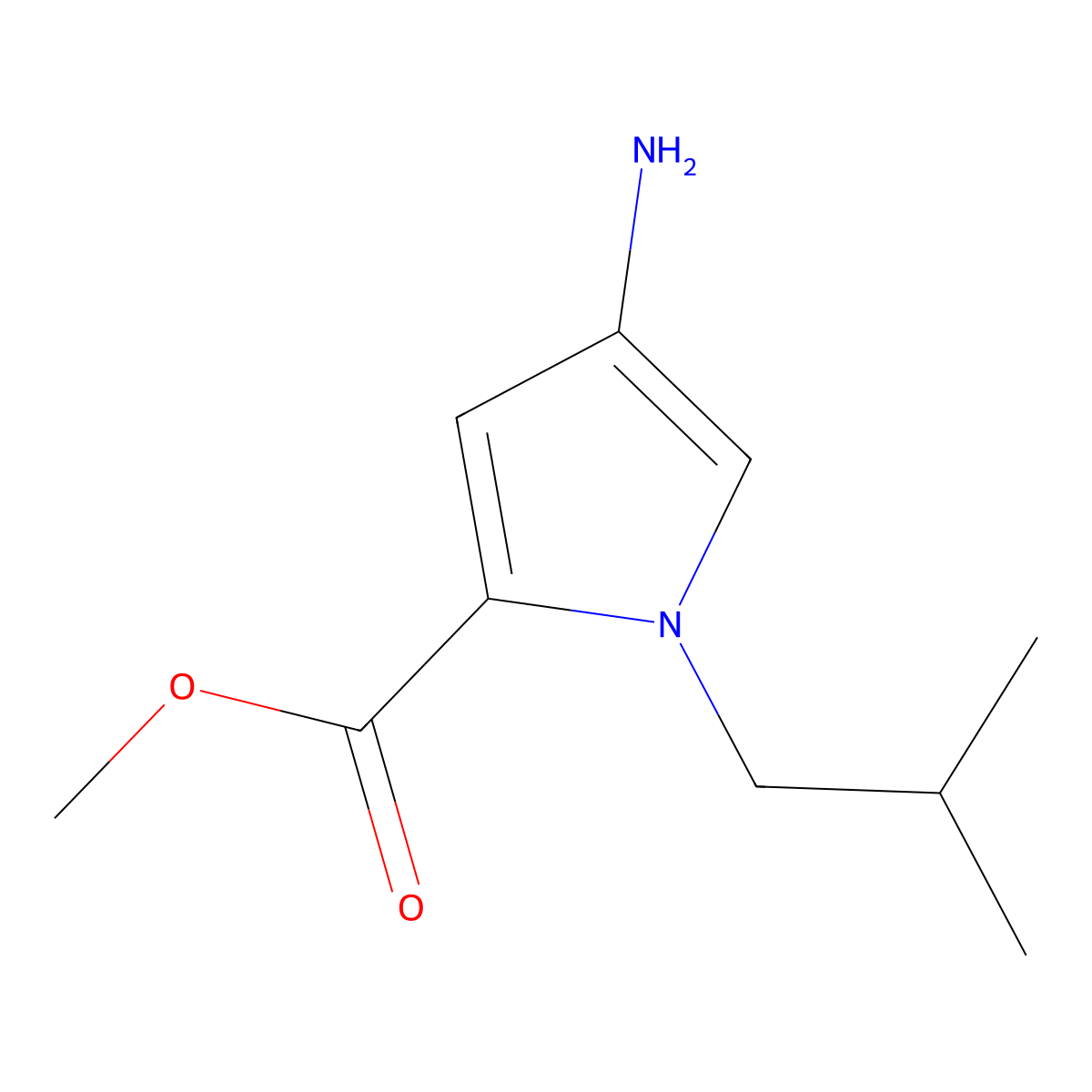 Methyl 4-amino-1-isobutyl-1h-pyrrole-2-carboxylate molecular structure, CAS 1249081-92-2