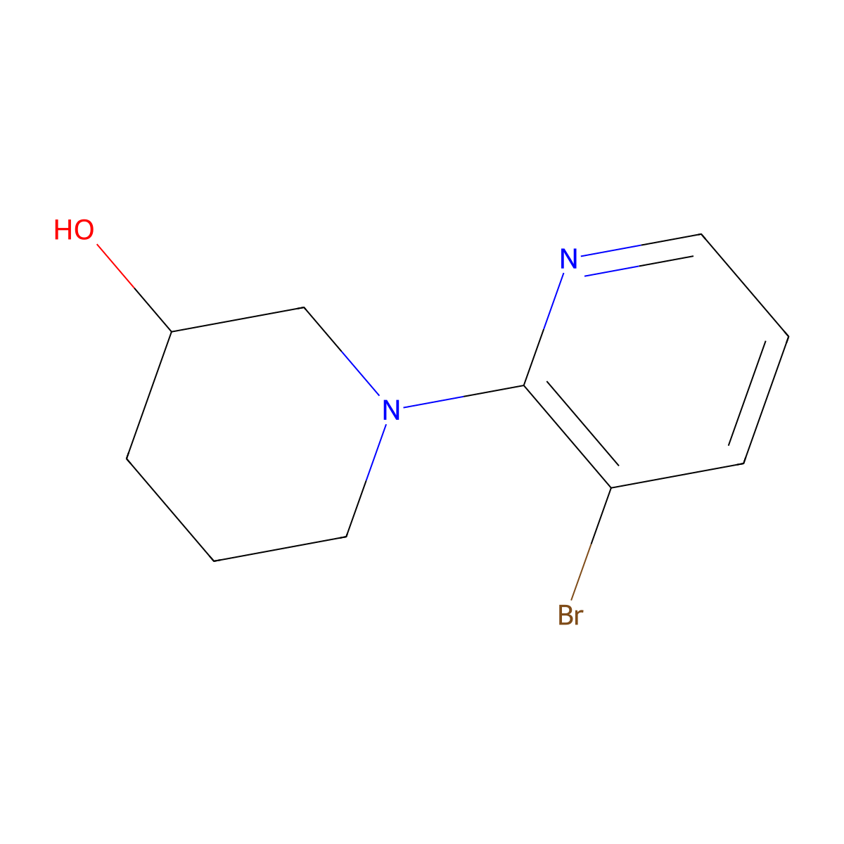 1-(3-Bromopyridin-2-yl)piperidin-3-ol molecular structure, CAS 1249087-88-4