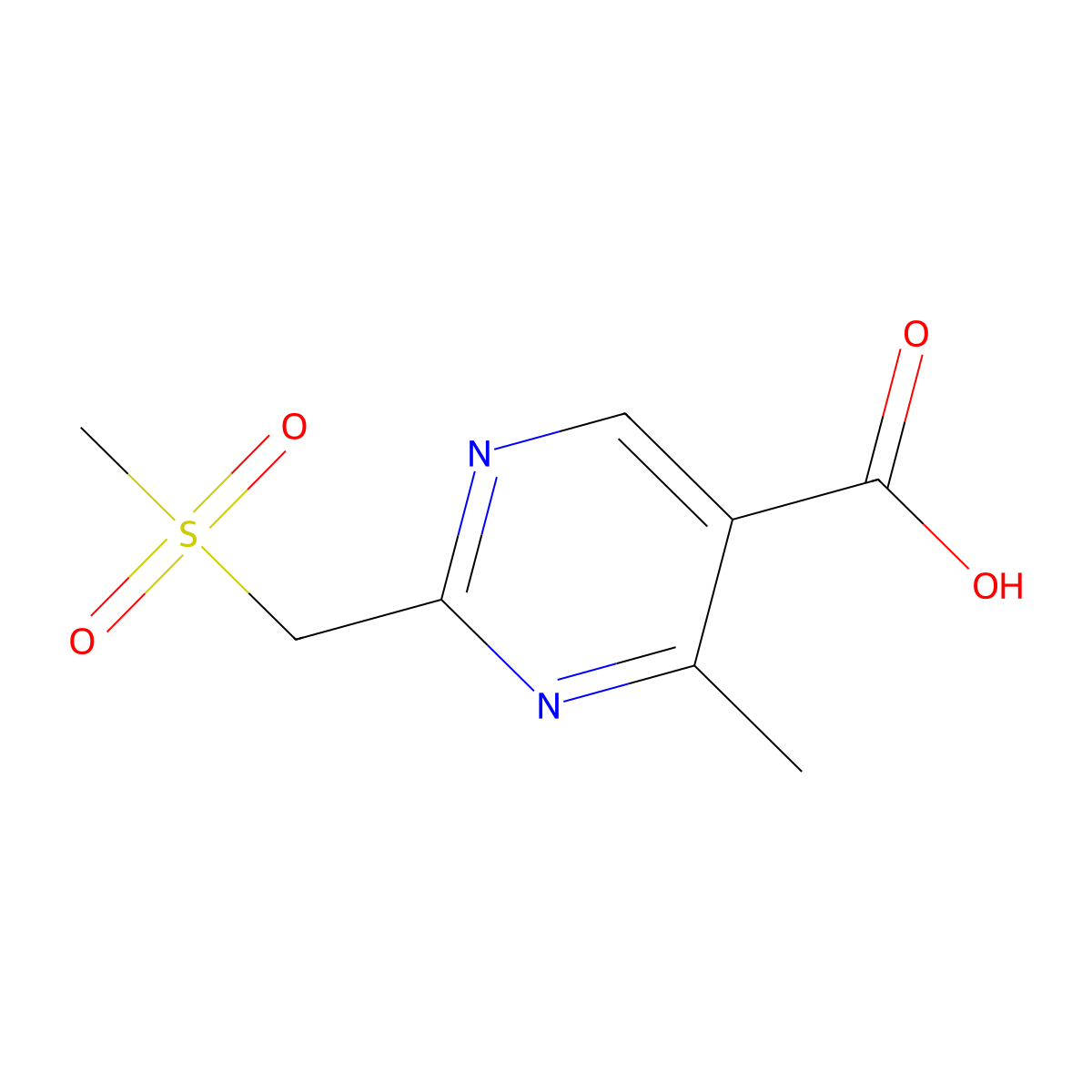 2-(Methanesulfonylmethyl)-4-methylpyrimidine-5-carboxylic acid molecular structure, CAS 1249088-48-9