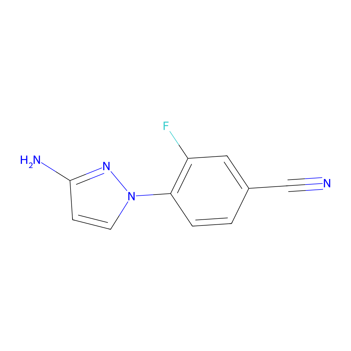 4-(3-amino-1H-pyrazol-1-yl)-3-fluorobenzonitrile molecular structure, CAS 1249090-18-3