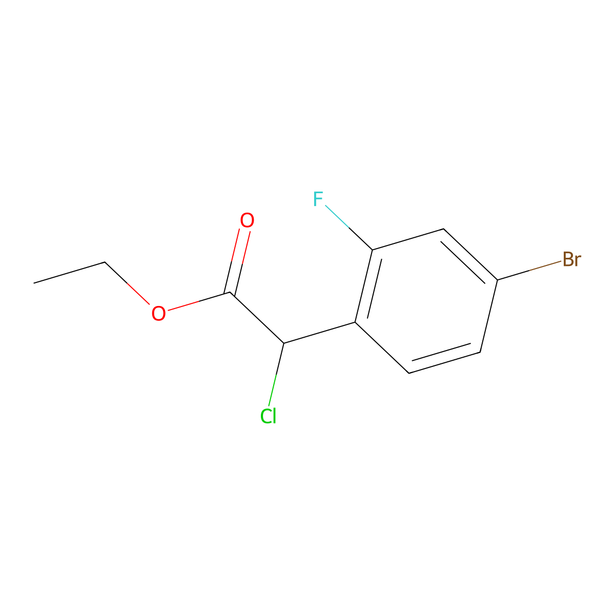 Ethyl 2-(4-bromo-2-fluorophenyl)-2-chloroacetate molecular structure, CAS 1249090-53-6
