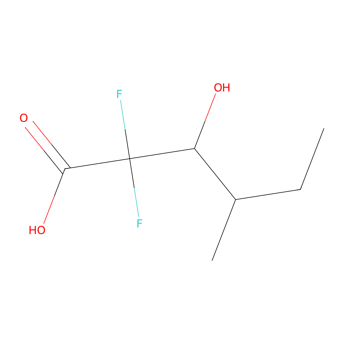 2,2-Difluoro-3-hydroxy-4-methylhexanoic acid molecular structure, CAS 1249092-91-8