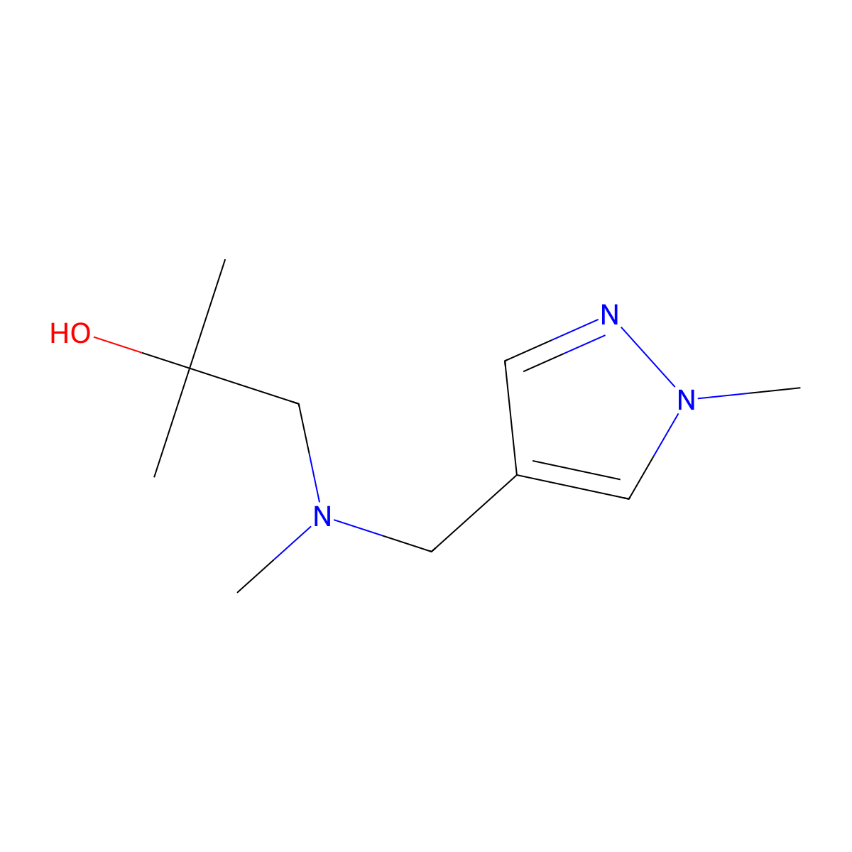 2-Methyl-1-(methyl((1-methyl-1h-pyrazol-4-yl)methyl)amino)propan-2-ol molecular structure, CAS 1249095-77-9