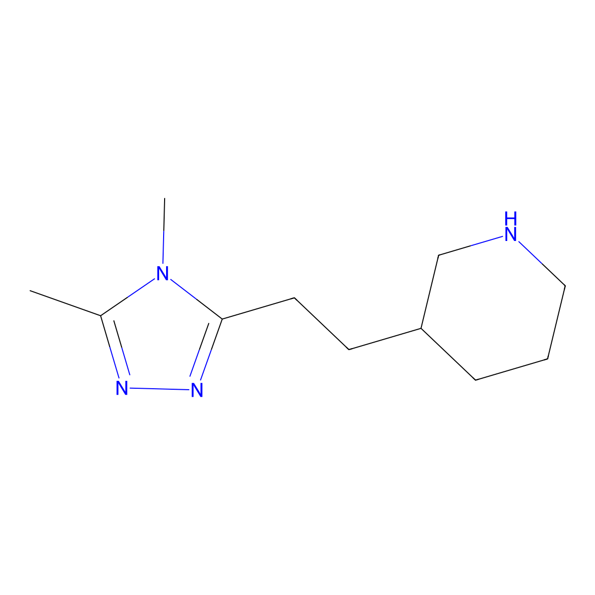3-[2-(dimethyl-4H-1,2,4-triazol-3-yl)ethyl]piperidine molecular structure, CAS 1249096-10-3